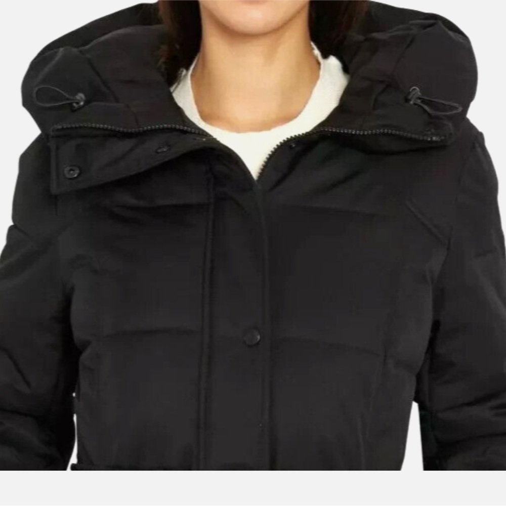 Sam Edelman Womens Belted Puffer Coat Black size L - Picture 5 of 9